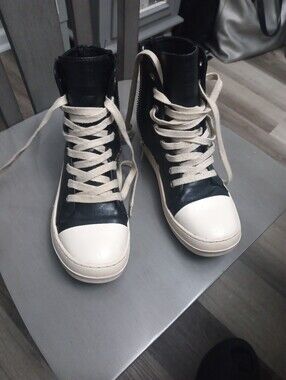 Black Zipper High-Top Sneakers with White Toe Caps